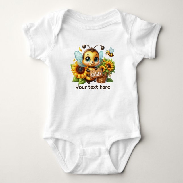 Body Para Bebé Cute hola bebé abeja personalizable (Anverso)