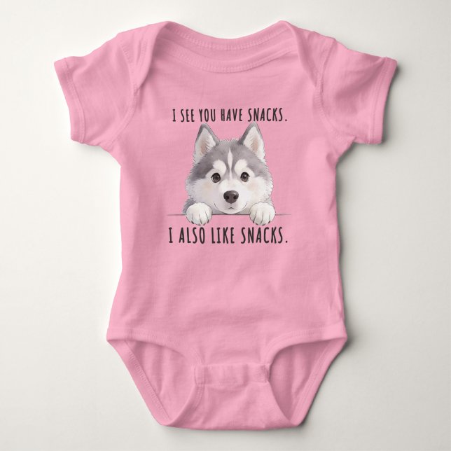 Body Para Bebé Cute Husky Dog Snacks Quote Funny Minimalist (Anverso)