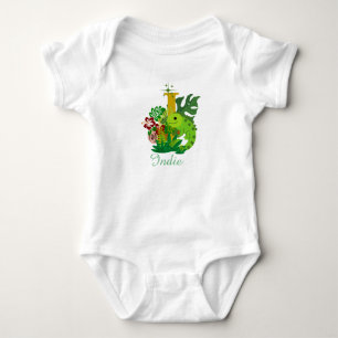 Body Para Bebé Cute Iguana Alphabet Letter I Floral baby