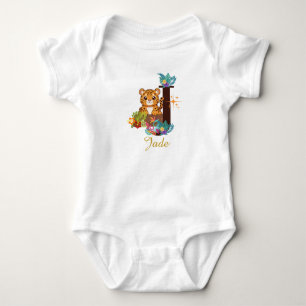 Body Para Bebé Cute Jaguar Alphabet Letter J Floral Baby