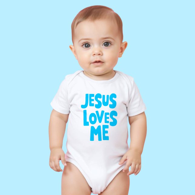 Body Para Bebé Cute "Jesús Me Ama" en Azul para Bodysuit de Bebé (Subido por el creador)