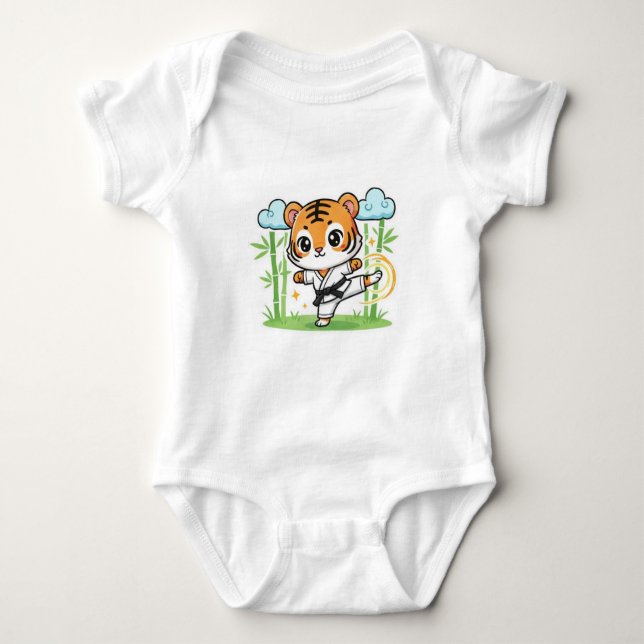 Body Para Bebé Cute Karate Tiger Kids Design (Anverso)