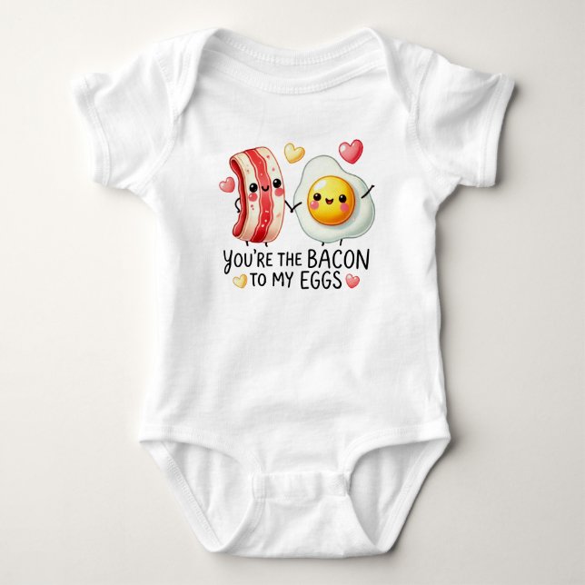 Body Para Bebé Cute Kawaii Bacon y huevos (Anverso)