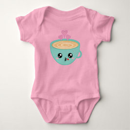 Body Para Bebé Cute Kawaii Coffee Cup with Heart Steam Art