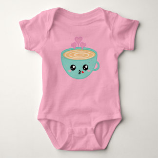 Body Para Bebé Cute Kawaii Coffee Cup with Heart Steam Art