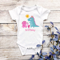 Cute Kawaii Dinosaurios Bebé Chica Rosa Nombre Per