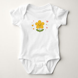 Body Para Bebé Cute Kawaii Flor Amarilla Sonriente Daisy Destello