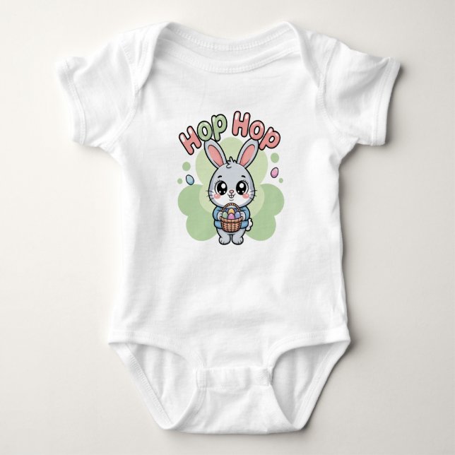 Body Para Bebé Cute Kawaii Hop Hop Bunny Illustration (Anverso)