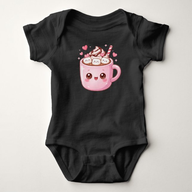 Body Para Bebé Cute Kawaii Hot Chocolate Mug with Marshmallows (Anverso)