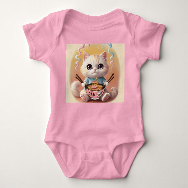 Body Para Bebé Cute Kawaii Ramen Cat Baby Bodysuit - Adorable Noo (Anverso)