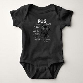 Body Para Bebé Cute Kawaii Regalo De Perro De Pug Negro Para Aman