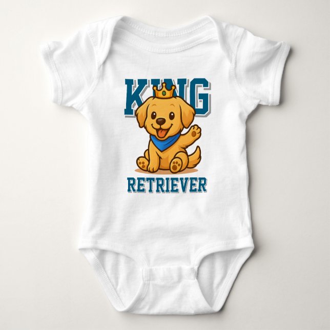 Body Para Bebé Cute King Golden Retriever Unisex Hombre Vestido (Anverso)