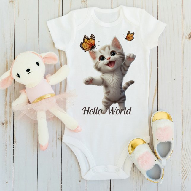 Body Para Bebé Cute Kitten Butterflies Hello World (Subido por el creador)