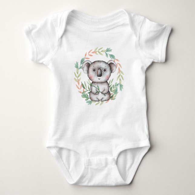 Body Para Bebé Cute Koala Leaf Wreath Baby Bodysuit (Anverso)