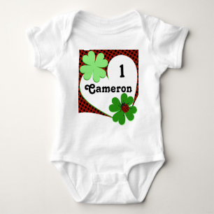 Body Para Bebé Cute Lady Bug & Clover Leaf primer cumpleaños cuer