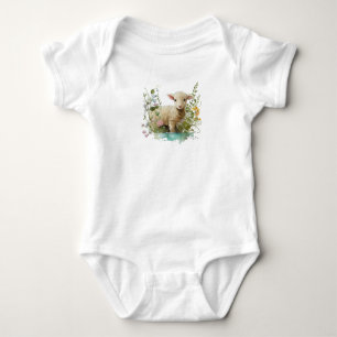 Body Para Bebé Cute Lamb con Flores Baby Bodysuit – Sweet Farm 