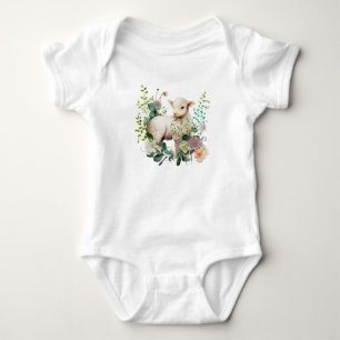 Body Para Bebé Cute Lamb con Flores Baby Bodysuit – Sweet Farm