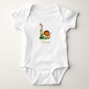 Body Para Bebé Cute Lion Alphabet Letter L Floral baby