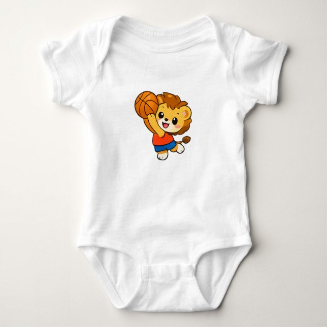 Body Para Bebé Cute Little Lion Basketball Star (Anverso)