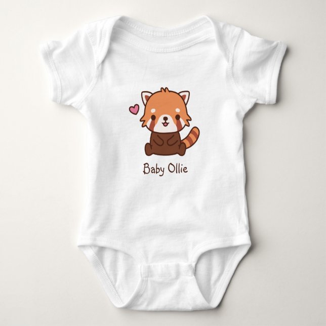 Body Para Bebé Cute Little Red Panda Personalizado (Anverso)