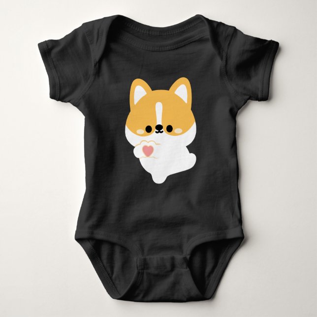 Body Para Bebé Cute Love Corgi (Anverso)