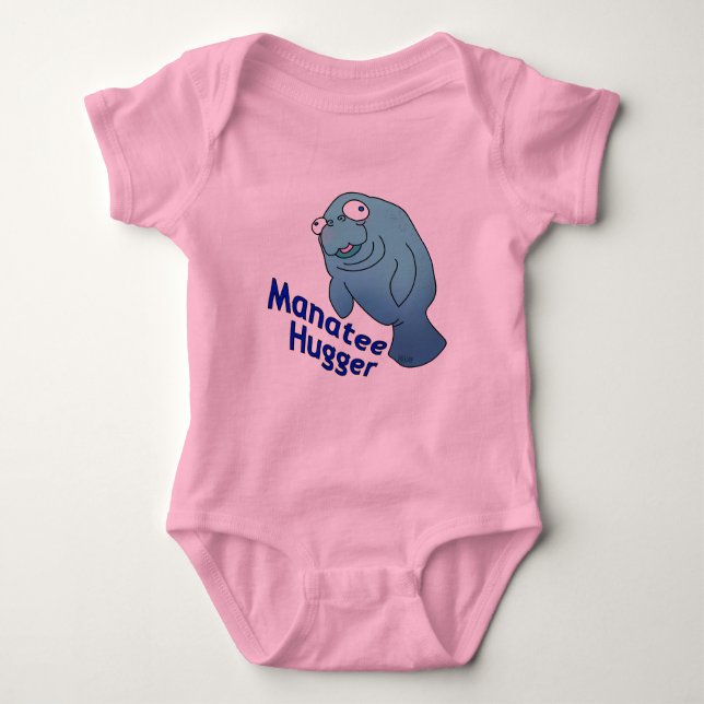Body Para Bebé Cute Manatee Hugger Personalizado Animal (Anverso)