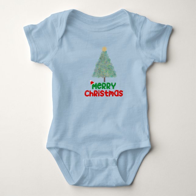 Body Para Bebé Cute Merry Christmas Tree Baby Bodysuit (Anverso)