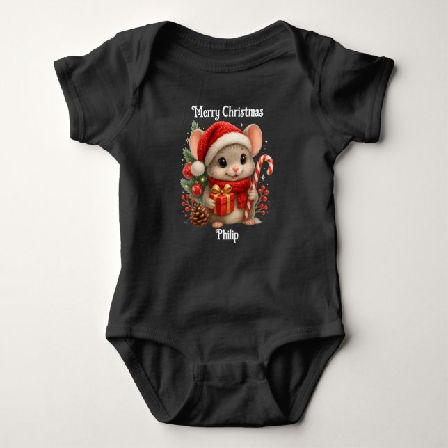 Body Para Bebé cute mouse Christmas holiday baby bodysuit T-Shirt (Anverso)