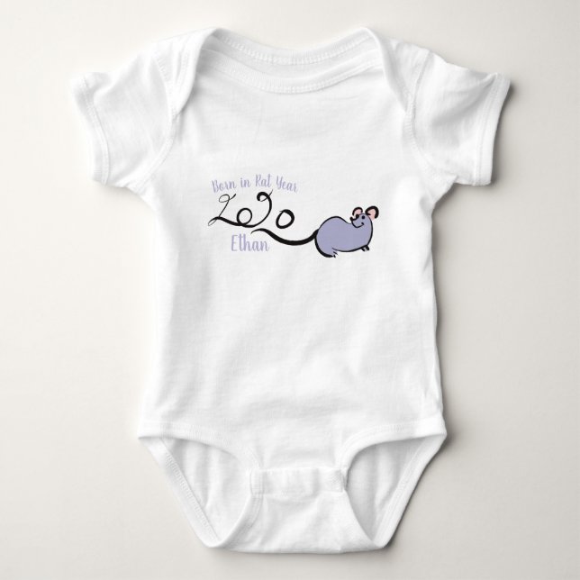 Body Para Bebé Cute Mouse Personalizado Rat New Year 2020 Nombre  (Anverso)