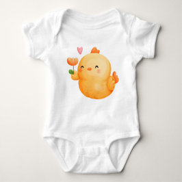 BODY PARA BEBÉ CUTE NARANJA PASTER CHICK CON FLORES RODADOS
