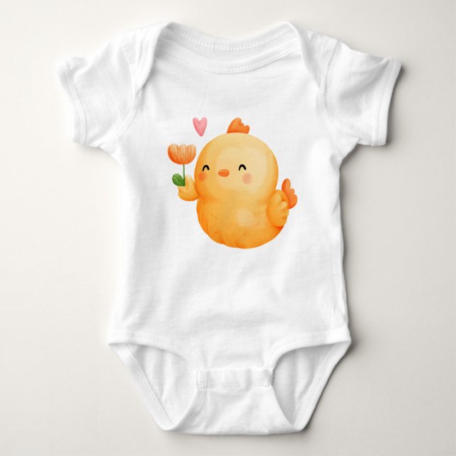 BODY PARA BEBÉ CUTE NARANJA PASTER CHICK CON FLORES RODADOS