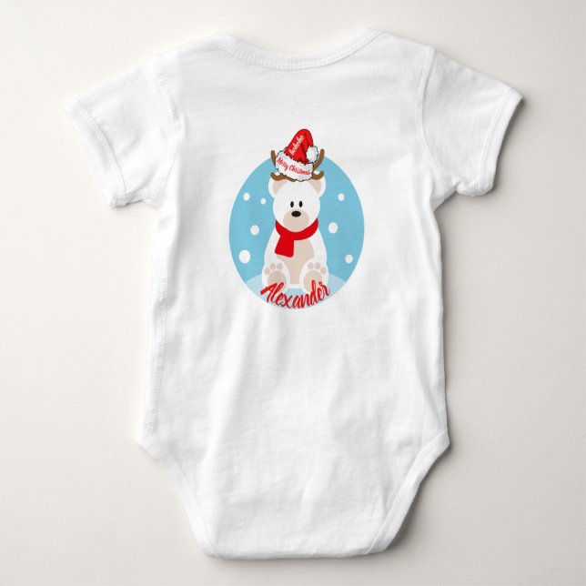 Body Para Bebé Cute Navidades oso polar blanco rojo Santa Hat Ho (Reverso)