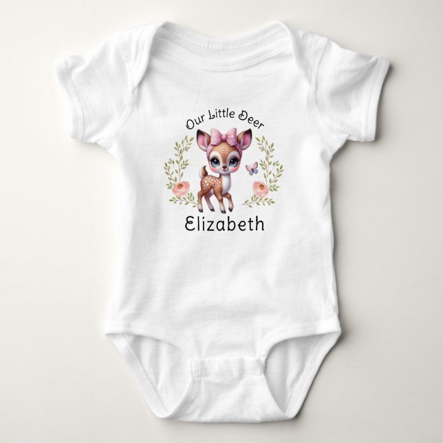 Body Para Bebé Cute ONE Deer First Birthday I Baby Shower  (Anverso)