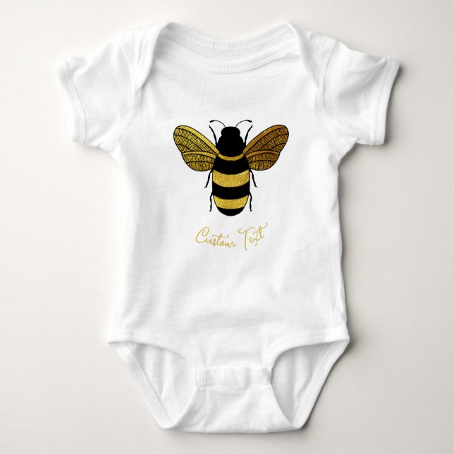 BODY PARA BEBÉ CUTE ORO BLACK BUMBLEBEE PERSONALIZADO DE TEXTO (Anverso)