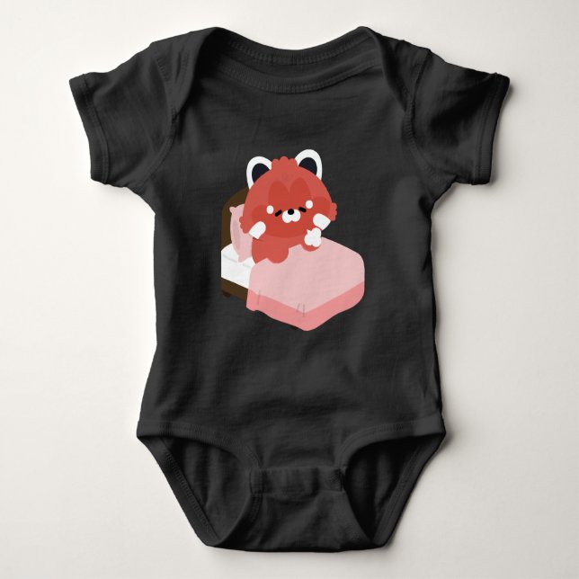 Body Para Bebé Cute Panda Rojo Cansado (Anverso)