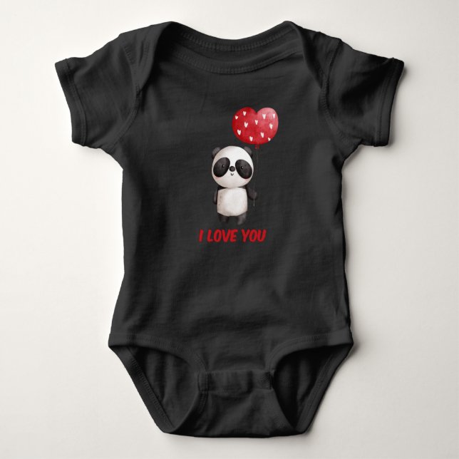 Body Para Bebé Cute Panda With Heart | I Love You Valentine Gift (Anverso)