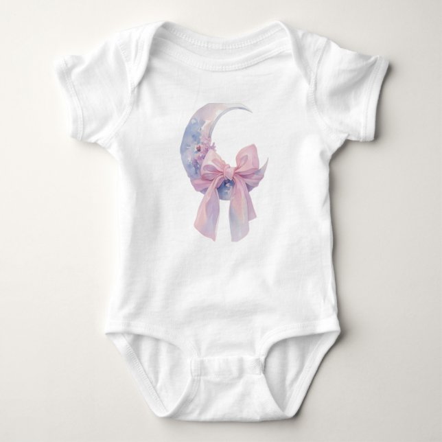 Body Para Bebé Cute pastel half moon with bow soft aesthetic (Anverso)
