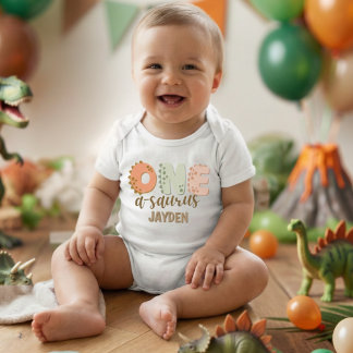 Body Para Bebé Cute Pastel One A Saurus Dinosaur Birthday