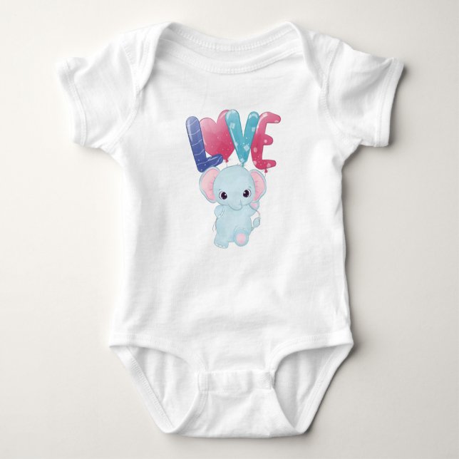 BODY PARA BEBÉ CUTE PEQUEÑO ELEFANTE AZUL CON AMOR (Anverso)