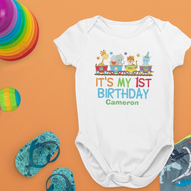 Body Para Bebé Cute Personalizado Circus Animal Train Birday (Subido por el creador)