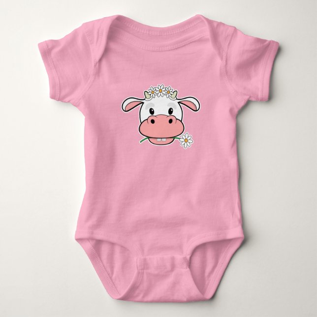 Body Para Bebé Cute Personalizado Cow | Kawaii Farm Animal (Anverso)