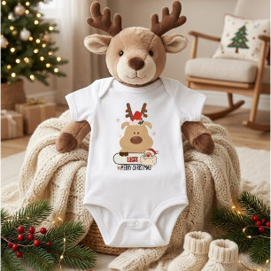 Body Para Bebé Cute Personalized Baby First Christmas Reindeer