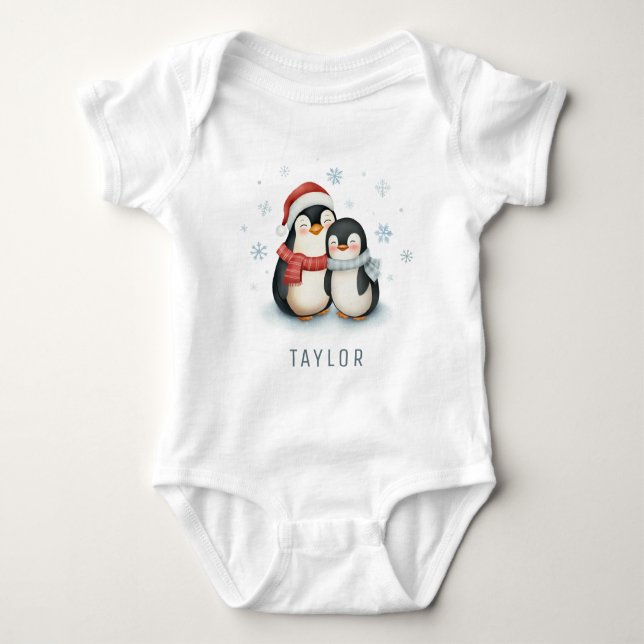 Body Para Bebé Cute pingüino en invierno personalizado (Anverso)