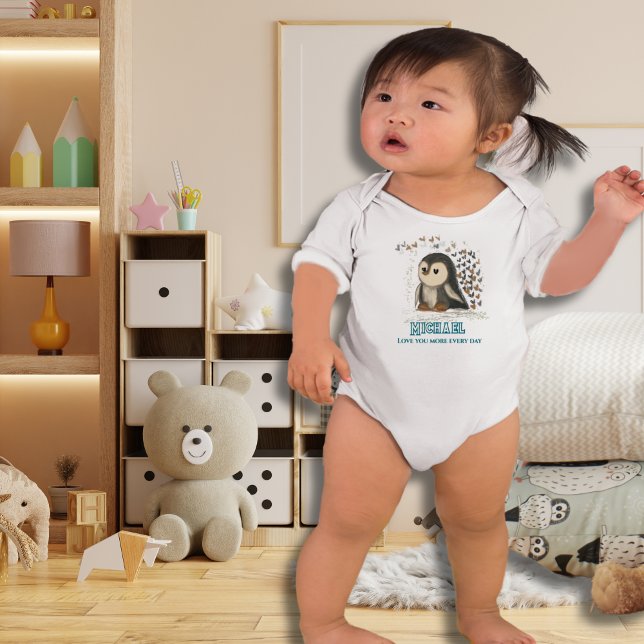 Body Para Bebé Cute pingüino te quiere más ( Cute Penguin Love you more Baby Bodysuit )