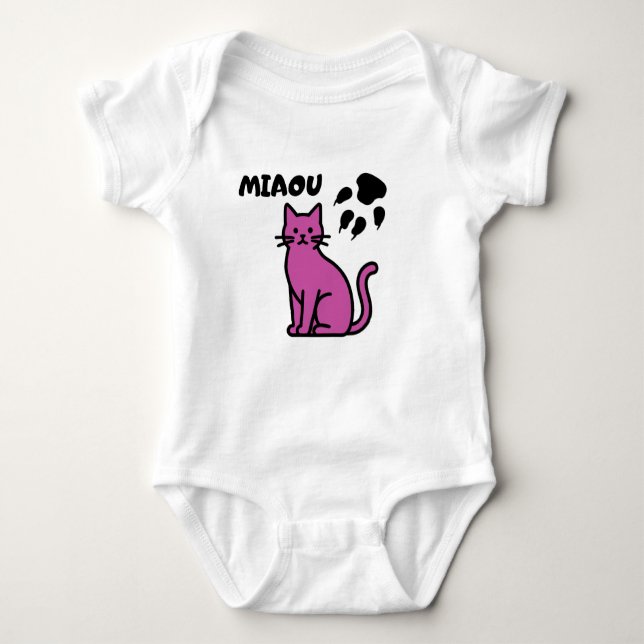Body Para Bebé Cute Pink Cat “MIAOU” Baby Bodysuit (Anverso)