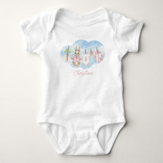 Body Para Bebé Cute Pink Clothesline Peter the Rabbit