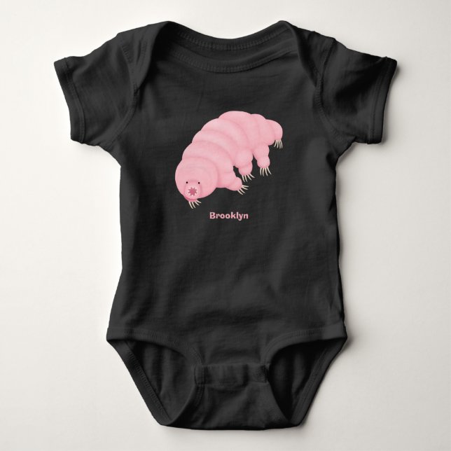 Body Para Bebé Cute pink tardigrade water bear cartoon  (Anverso)