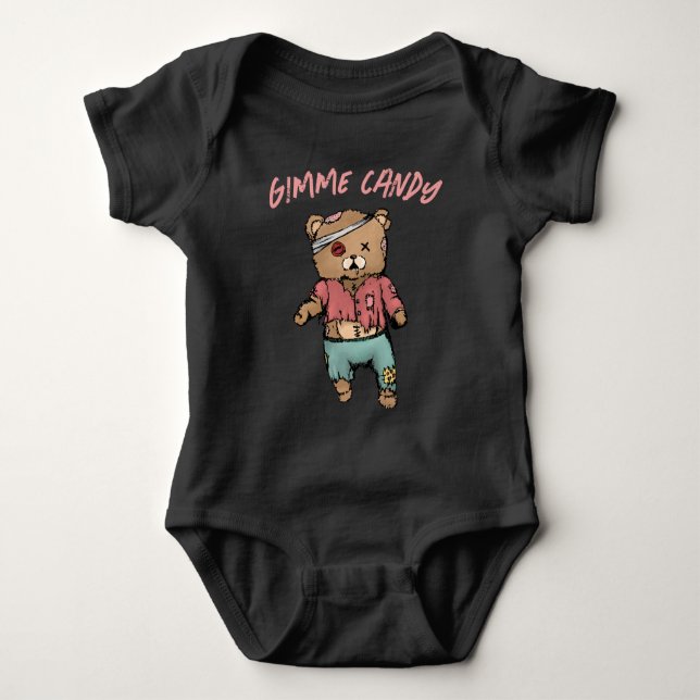 Body Para Bebé Cute Pink Teddy Bear Zombie Dame Caramelo Hallowee (Anverso)