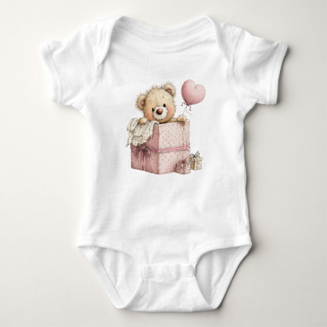 BODY PARA BEBÉ CUTE PINK VALENTINES DAY TEDDY BEAR (Anverso)