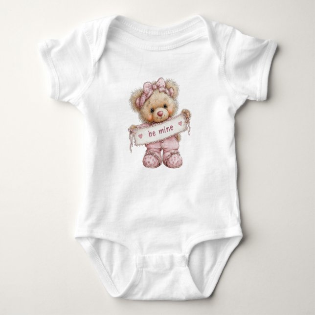 BODY PARA BEBÉ CUTE PINK VALENTINES DAY TEDDY BEAR (Anverso)